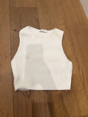 Babaton Cream Ribbed Cropped Tank